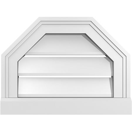 Ekena Millwork Octagonal Top Surface Mount PVC Gable Vent w/ 2"W x 2"P Brickmould Sill Frame, 16"W x 12"H GVPOT16X1203SF